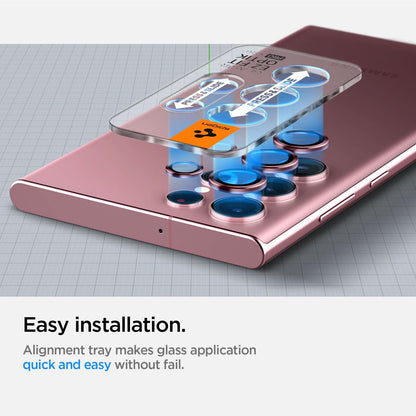 AGL04752 - Galaxy S22 Ultra EZ Fit Optik Pro Lens Protector Glass.tR in burgundy easy installation. alignment tray makes glass application quick and easy without fail.