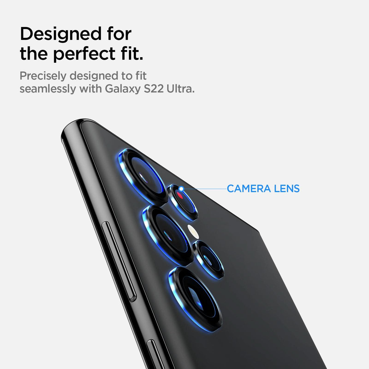 AGL04751 - Galaxy S22 Ultra EZ Fit Optik Pro Lens Protector Glass.tR in black designed for the perfect fit. Precisely designed to fit seamlessly with galaxy S22 Ultra.