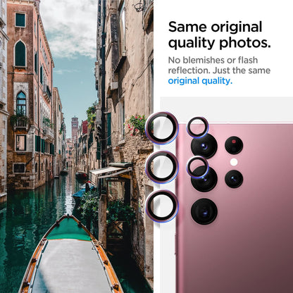 AGL04752 - Galaxy S22 Ultra EZ Fit Optik Pro Lens Protector Glass.tR in burgundy same original quality photos. No blemishes or flash reflection. Just the same original quality.