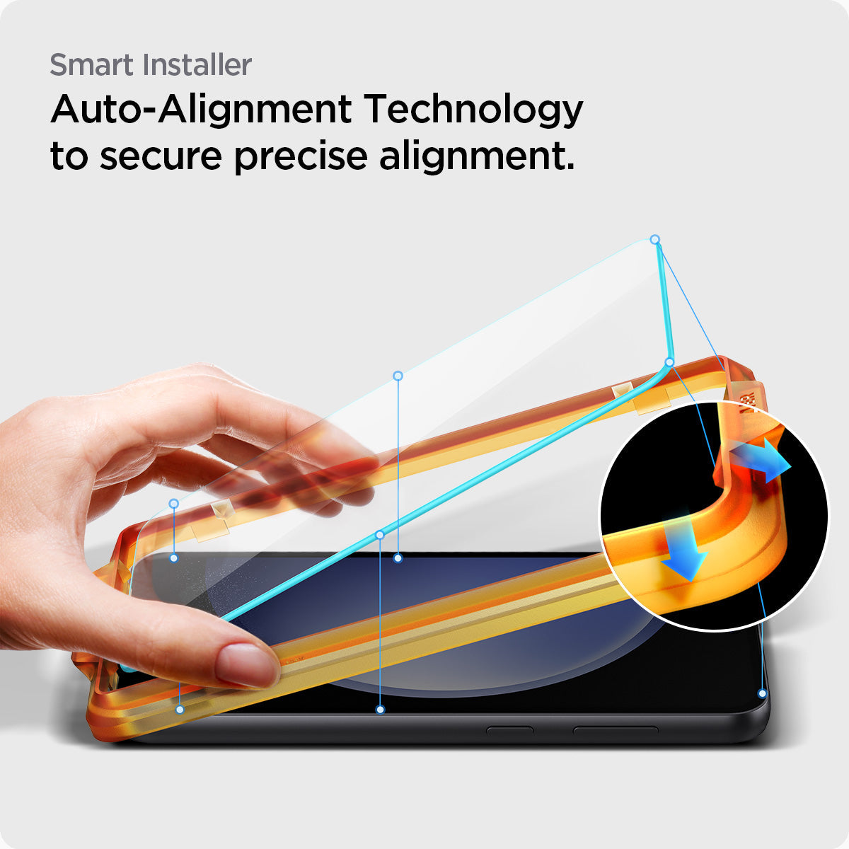 AGL06986 - Galaxy S23 FE Alignmaster Full Cover smart installer. Auto alignment technology to secure precise alignment.