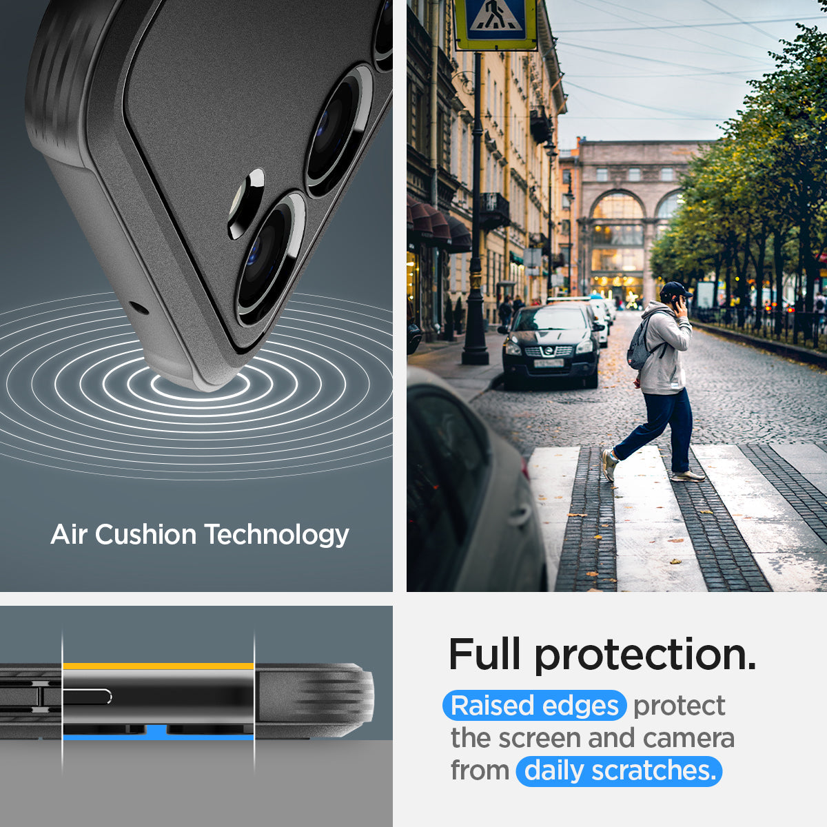 ACS05711 - Galaxy S23 Case Rugged Armor in matte black full protection. raised edges protect the screen and camera from daily scratches. Aircushion technology.