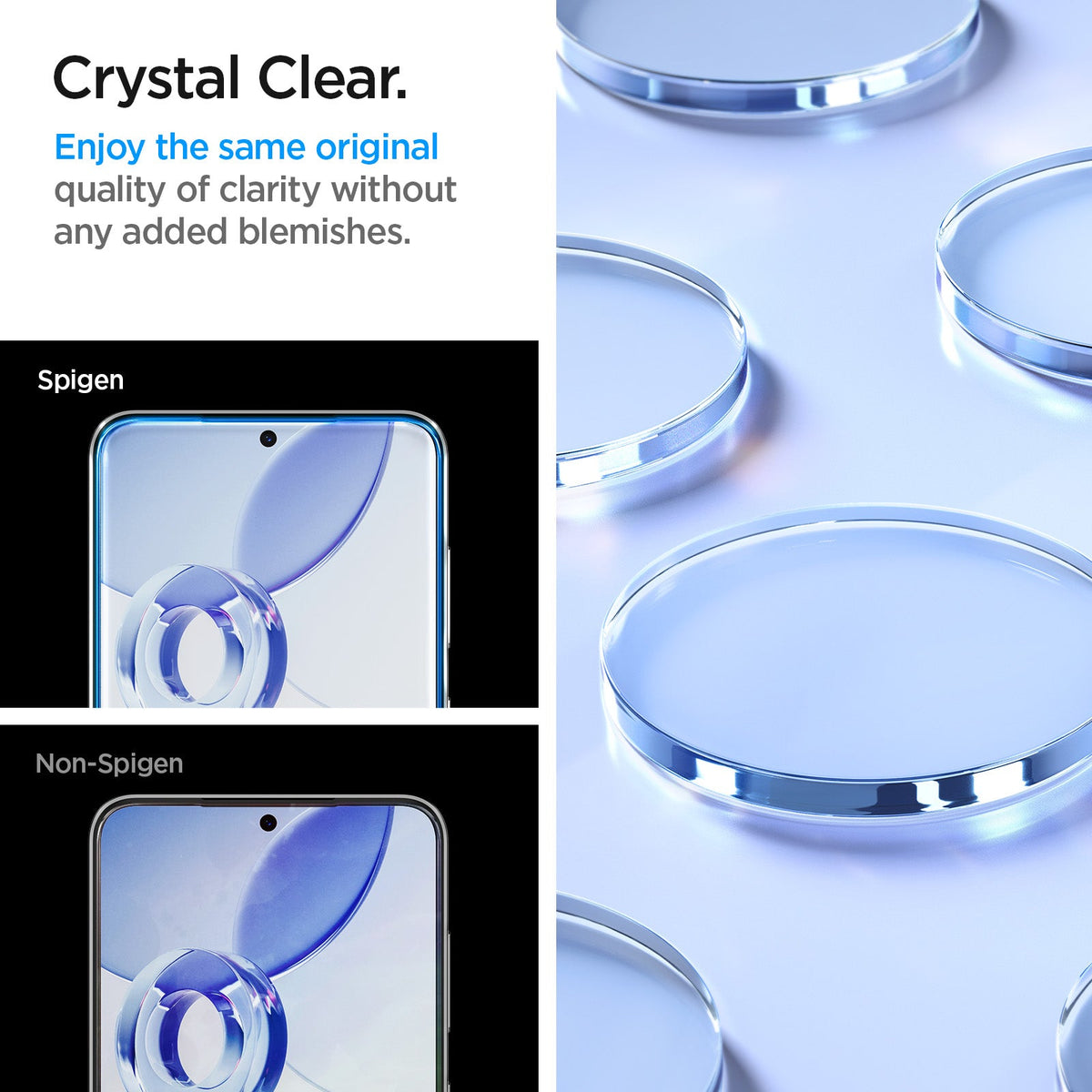 AGL07438 - Galaxy S24 GLAS.tR EZ Fit in Transparency showing the crystal clear. Enjoy the same original quality of clarity without any added blemishes