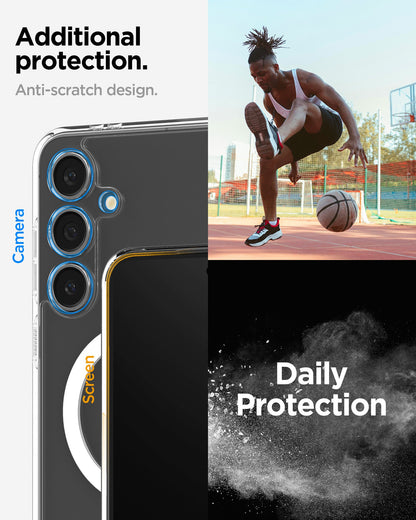 ACS08622 - Galaxy S24 FE Case Ultra Hybrid Metal Ring (MagFit) in White additional protection. anti scratch design. Daily protection