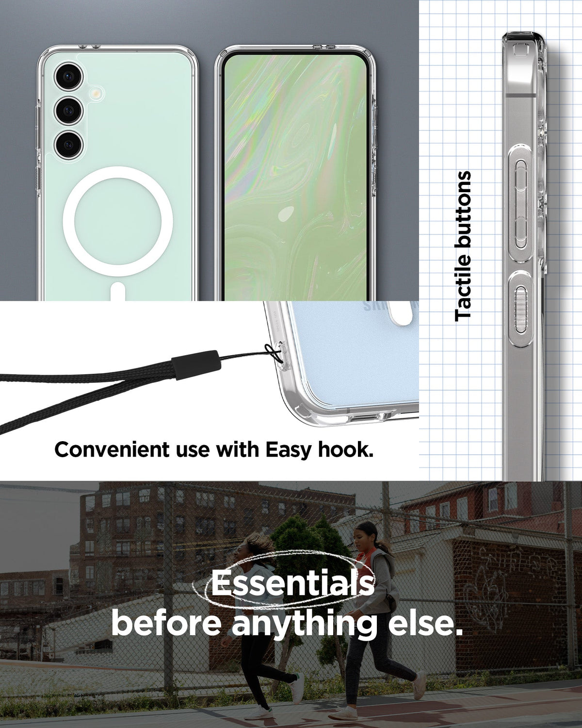 ACS08622 - Galaxy S24 FE Case Ultra Hybrid Metal Ring (MagFit) in White convenient use with easy hook. Tactile buttons. Essential before anything else.