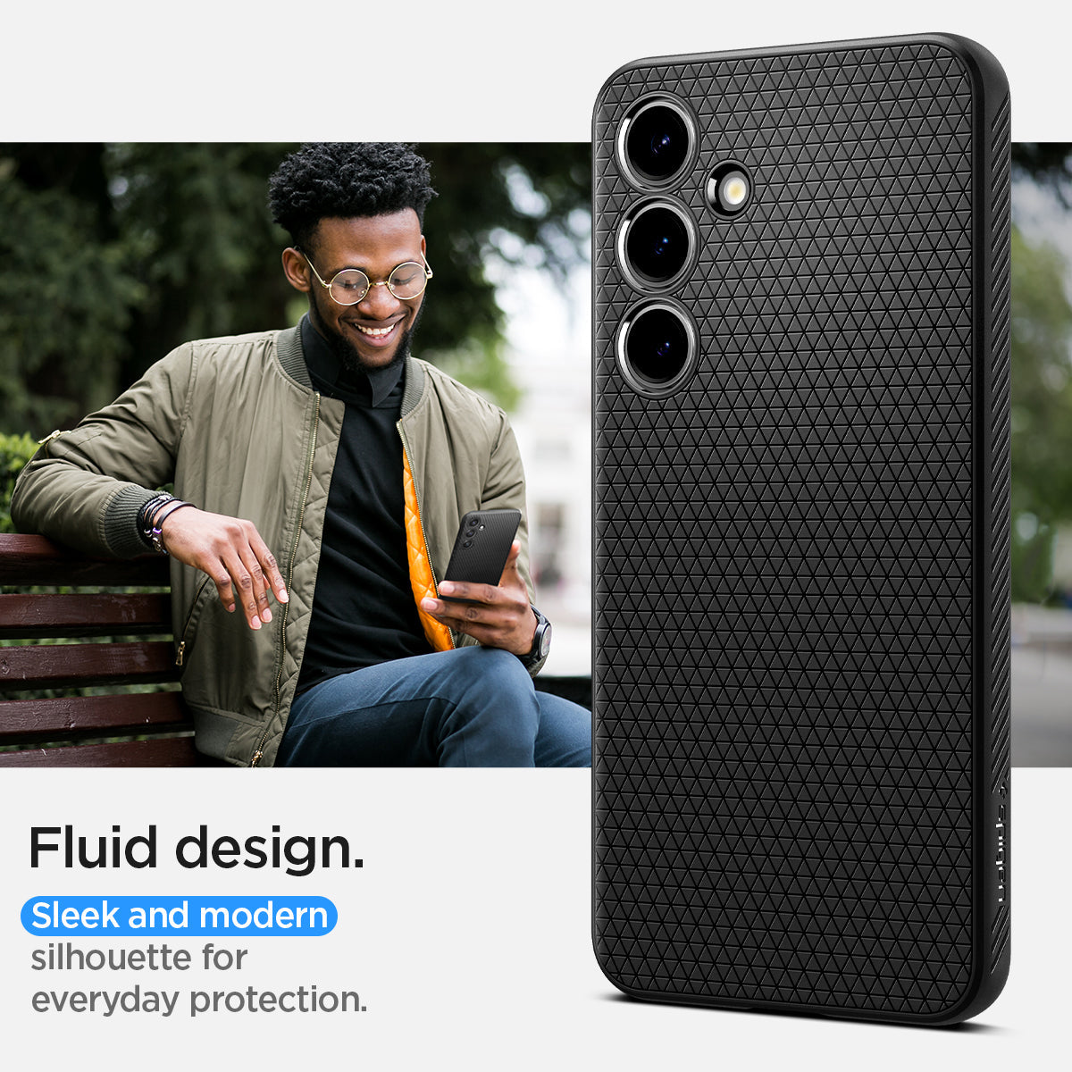 ACS07347 - Galaxy S24 Case Liquid Air in Matte Black fluid design. sleek and modern silhouette for everyday protection.