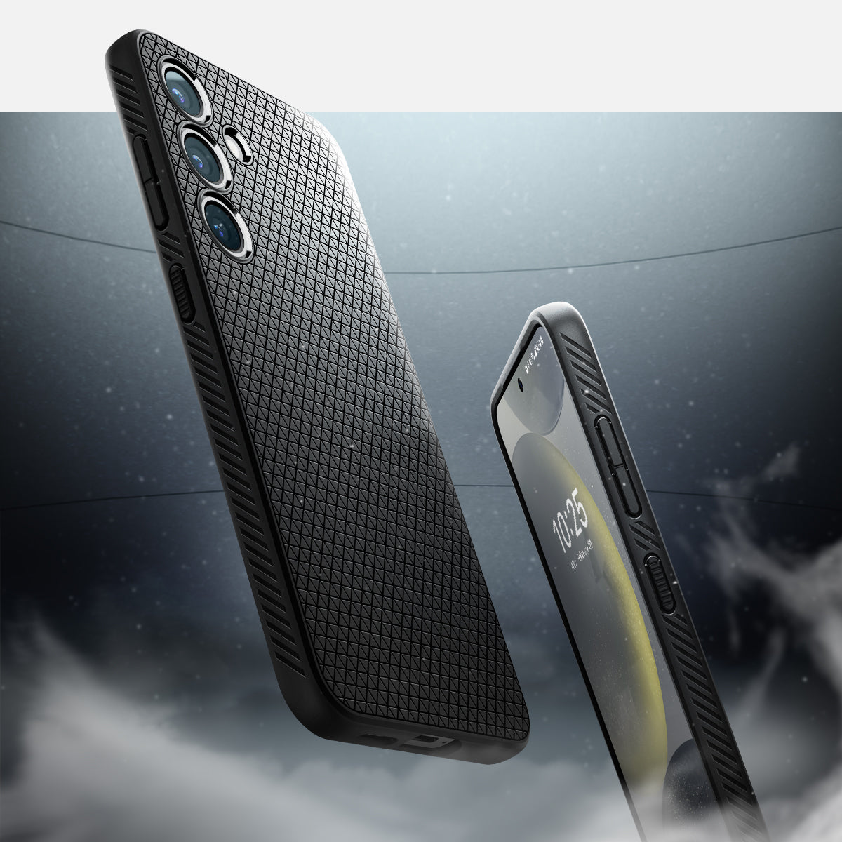 ACS07327 - Galaxy S24 Plus Case Liquid Air in Matte Black showing front and back.