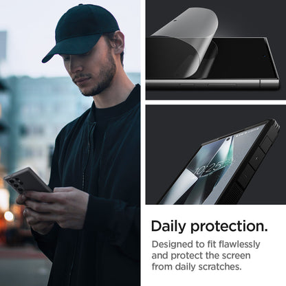 AFL07492 - Galaxy S24 Ultra Neo Flex in Transparency showing the daily protection. Designed to fit flawlessly and protect the screen from daily scratches