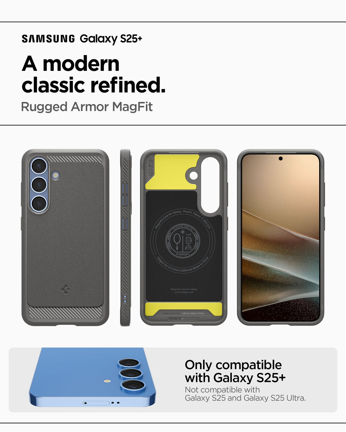 ACS08978 - Galaxy S25 Plus Case Rugged Armor (MagFit) in Marble Gray A modern classic refined. Rugged armor magfit. Only compatible with galaxy s25+. Not compatible with galaxy s25 and galaxy s25 ultra.