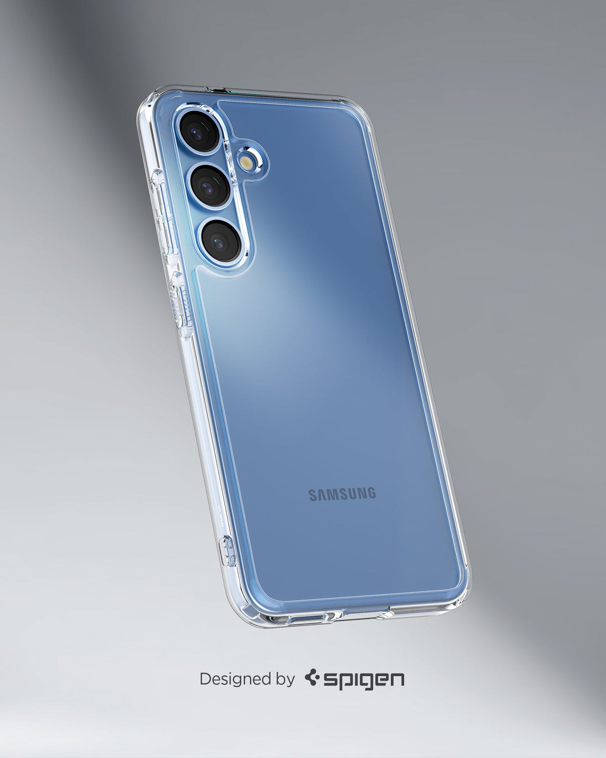 ACS08985 - Galaxy S25 Plus Case Ultra Hybrid in Crystal Clear showing the back, partial side and bottom