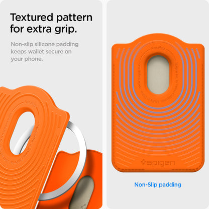 AFA09233 - Galaxy S25 Case MagSafe Card Holder Nano Pop (MagFit) in Orange Beige showing textured pattern for extra grip.