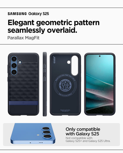 ACS09064 - Galaxy S25 Case Parallax (MagFit) in Navy Violet showing the elegant geometric pattern seamlessly overlaid. Parallax MagFit. Only compatible with Galaxy S25+ and not compatible with Galaxy S25 and Galaxy S25 Ultra