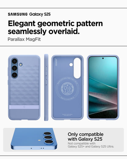 ACS09062 - Galaxy S25 Case Parallax (MagFit) in Purple-ish showing the elegant geometric pattern seamlessly overlaid. Parallax MagFit. Only compatible with Galaxy S25+ and not compatible with Galaxy S25 and Galaxy S25 Ultra