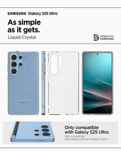 ACS08950 - Galaxy S25 Ultra Case in Crystal Quartz showing the compatibility. Only compatible with Galaxy S25 Ultra and not compatible with Galaxy S25 and Galaxy S25+