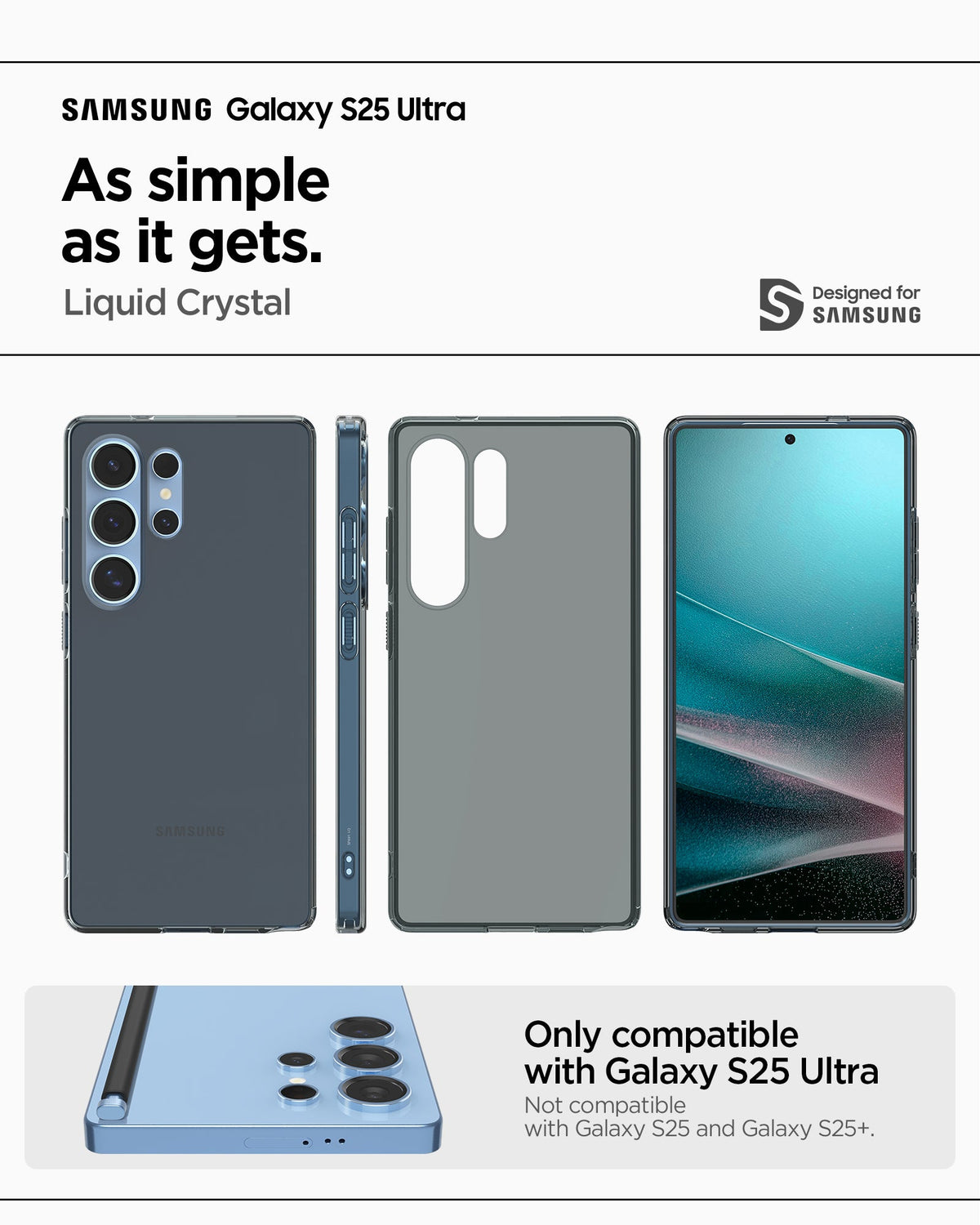 ACS08949 - Galaxy S25 Ultra Case Liquid Crystal in Space Crystal showing the compatibility. Only compatible with Galaxy S25 Ultra and not compatible with Galaxy S25 and Galaxy S25+