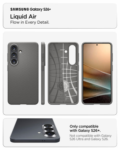 ACS11210 - Galaxy S26 Plus Liquid Air in Marble Gray showing flow in every detail about liquid air