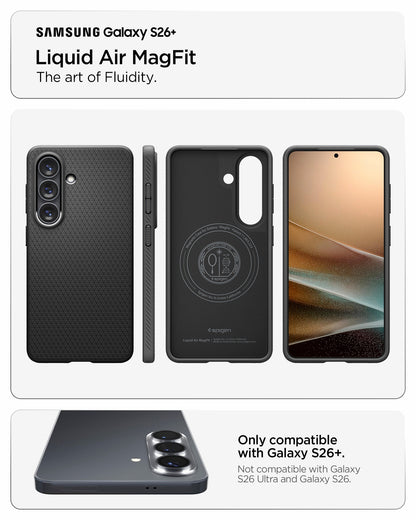 ACS11043 - Galaxy S26 Plus Liquid Air (Mag Fit) in Matte Black showing the art of fluidity
