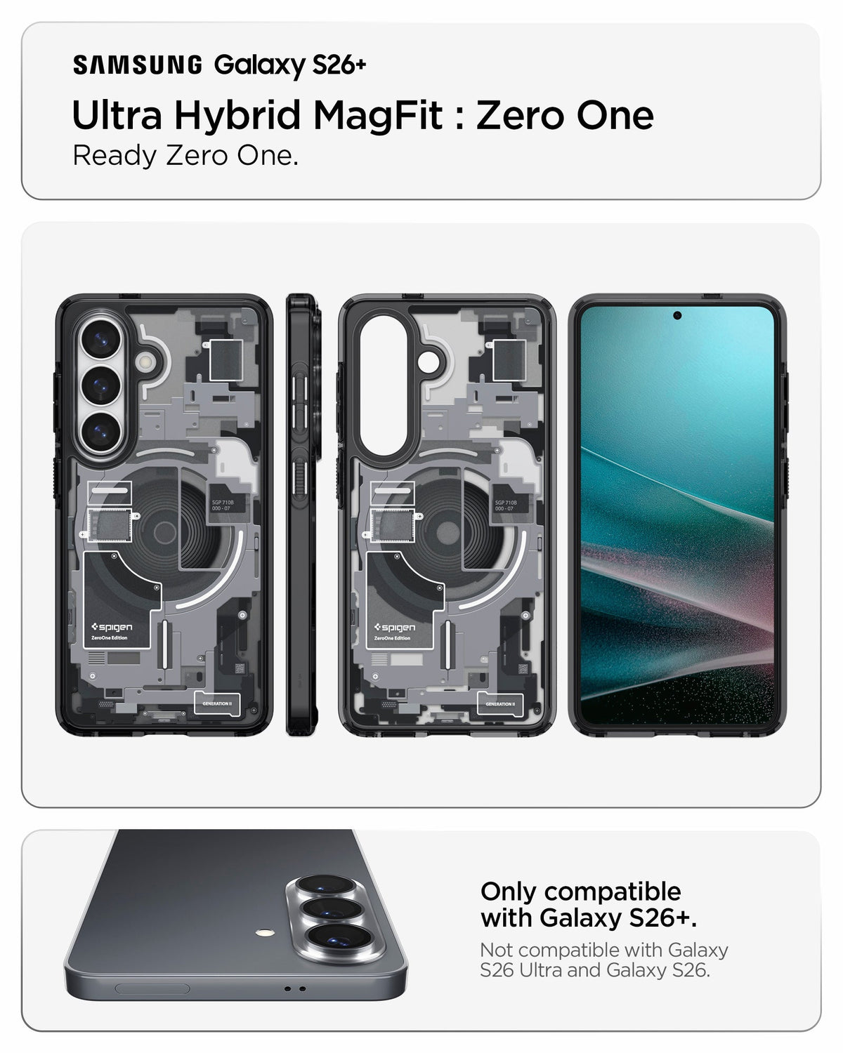 ACS10966 - Galaxy S26 Plus Case Ultra Hybrid Zero One (Mag Fit) Black showing ready zero one