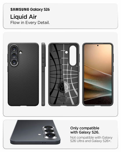 ACS11054 - Galaxy S26 Liquid Air in Matte Black showing flow in every detail about liquid air