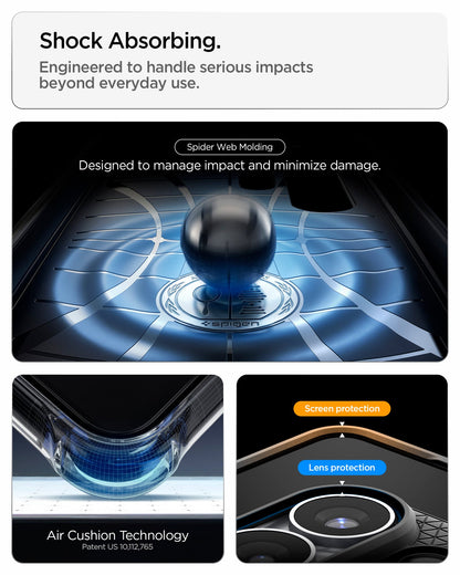 ACS11023 - Galaxy S26 Ultra Liquid Air in Matte Black showing shock absorbing. engineered to handle serious impacts beyond everyday use