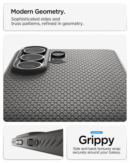 ACS11204 - Galaxy S26 Ultra Liquid Air in Marble Gray showing modern geometry. sophisticated sides and truss patterns refined in geometry