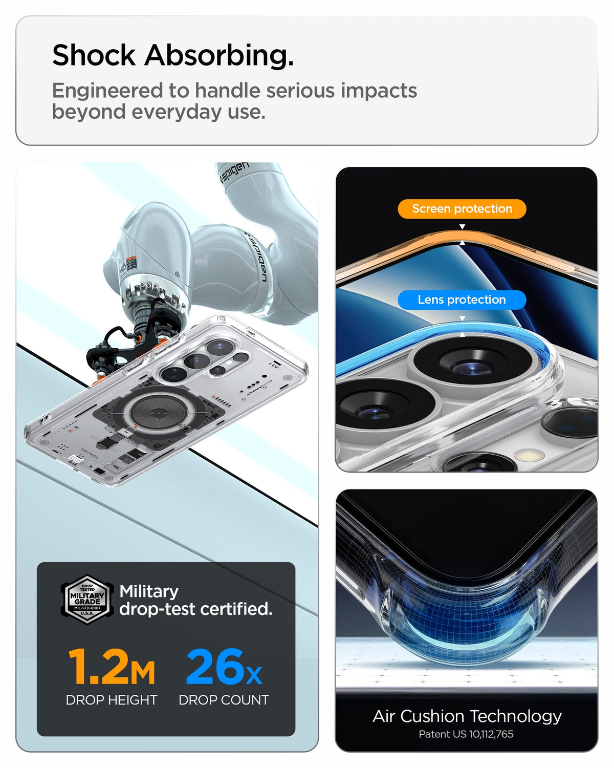ACS10963 - Galaxy S26 Ultra Case Ultra Hybrid Neo One (Mag Fit) showing shock absorbing. engineered to handle serious impacts beyond everyday use