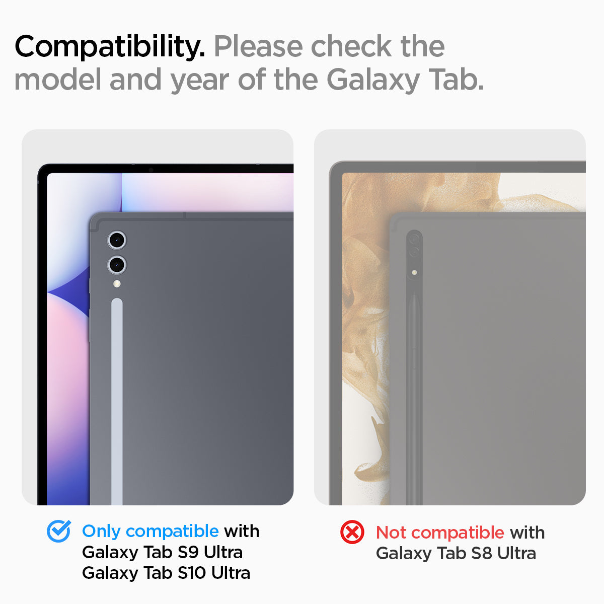 AGL06998 - Galaxy Tab S9 Ultra Screen Protector EZ FIT GLAS.tR compatibility. Please check the model and year of the galaxy tab. only compatible with galaxy tab s9 ultra, s10 ultra Not compatible with galaxy tab s8 ultra
