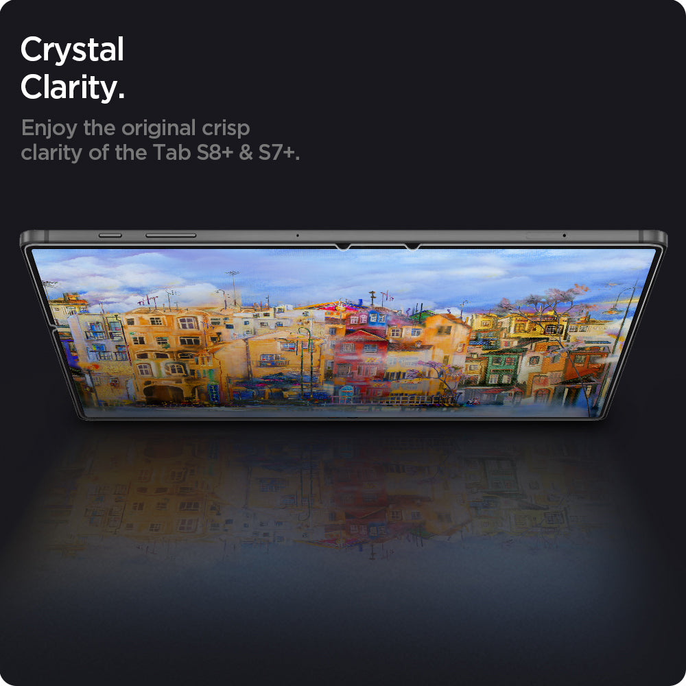 AGL02033 - Galaxy Tab S8 Plus Screen Protector EZ Fit GLAS.tR crysral clarity. Enjoy the original crisp clarity of the tab s8+ and s7+