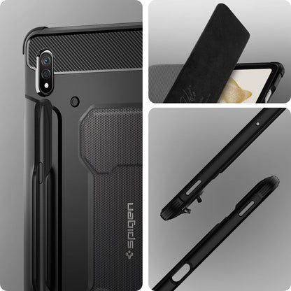 ACS01604 - Galaxy Tab S8 Case Rugged Armor Pro in black showing front, back, side and back.