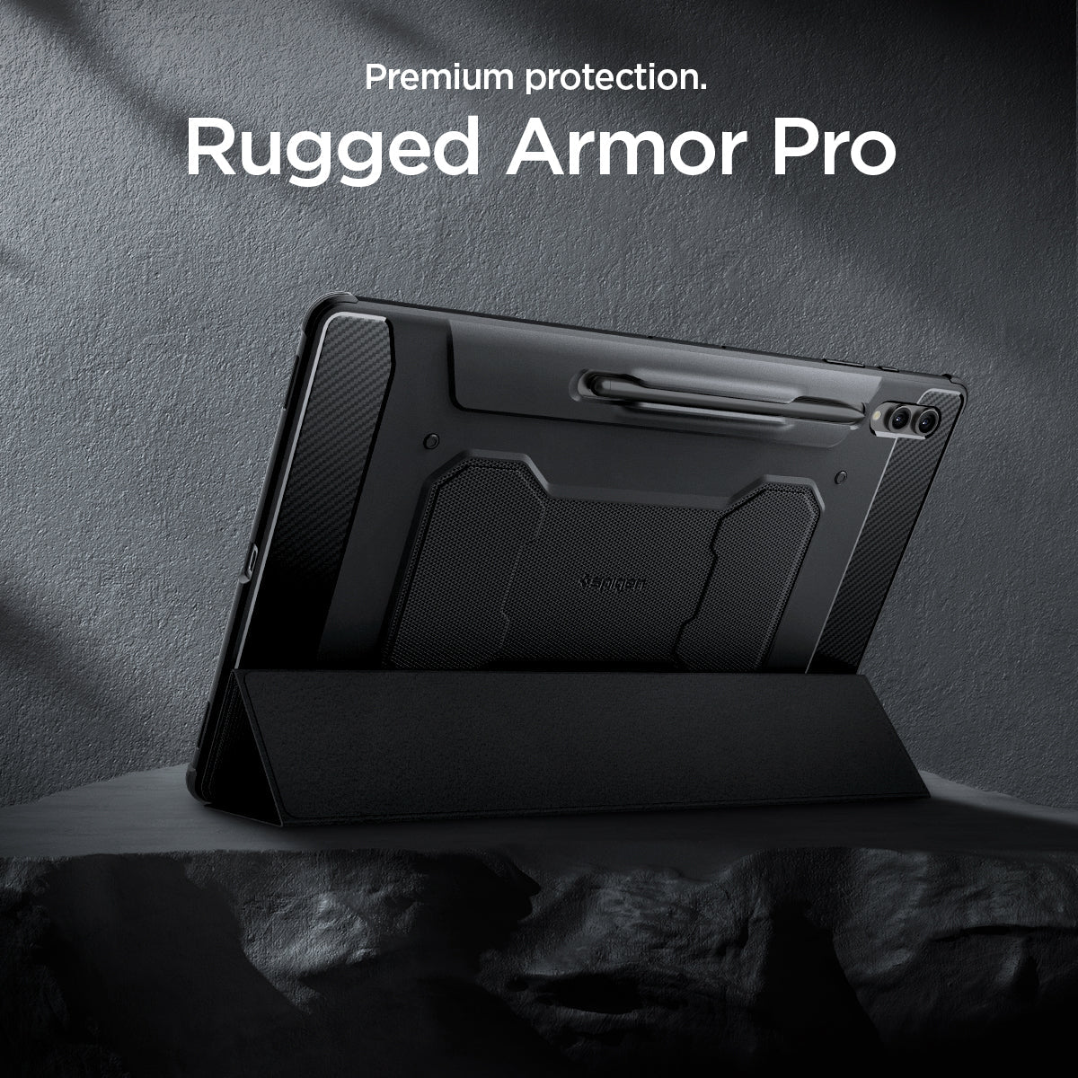 ACS06538 - Galaxy Tab S9 Ultra Case Rugged Armor Pro in black premium protection. rugged armor pro.
