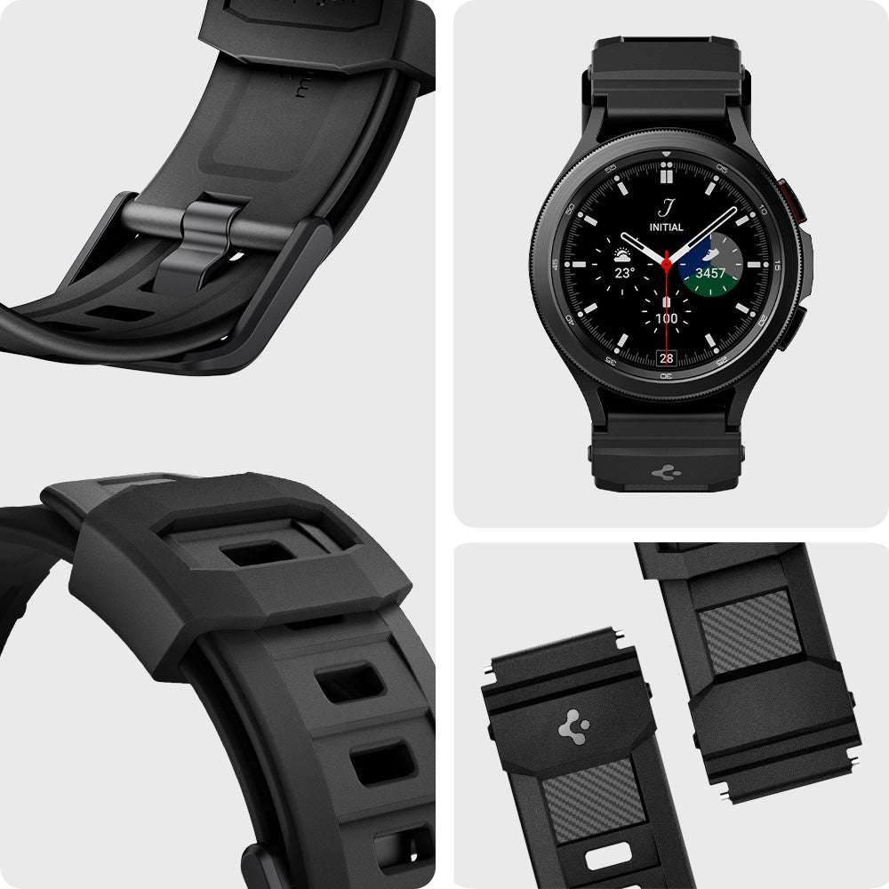 AMP04031 - Galaxy Watch Band (20mm) Rugged Armor in matte black showing detail.