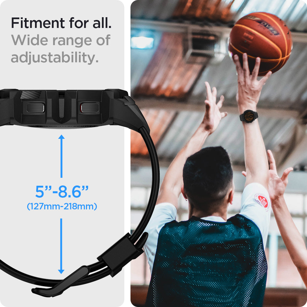 ACS03831 - Galaxy Watch 5/4 (40mm) Case Rugged Armor Pro in black fitment for all. wide range of adjustability. 127mm-218mm