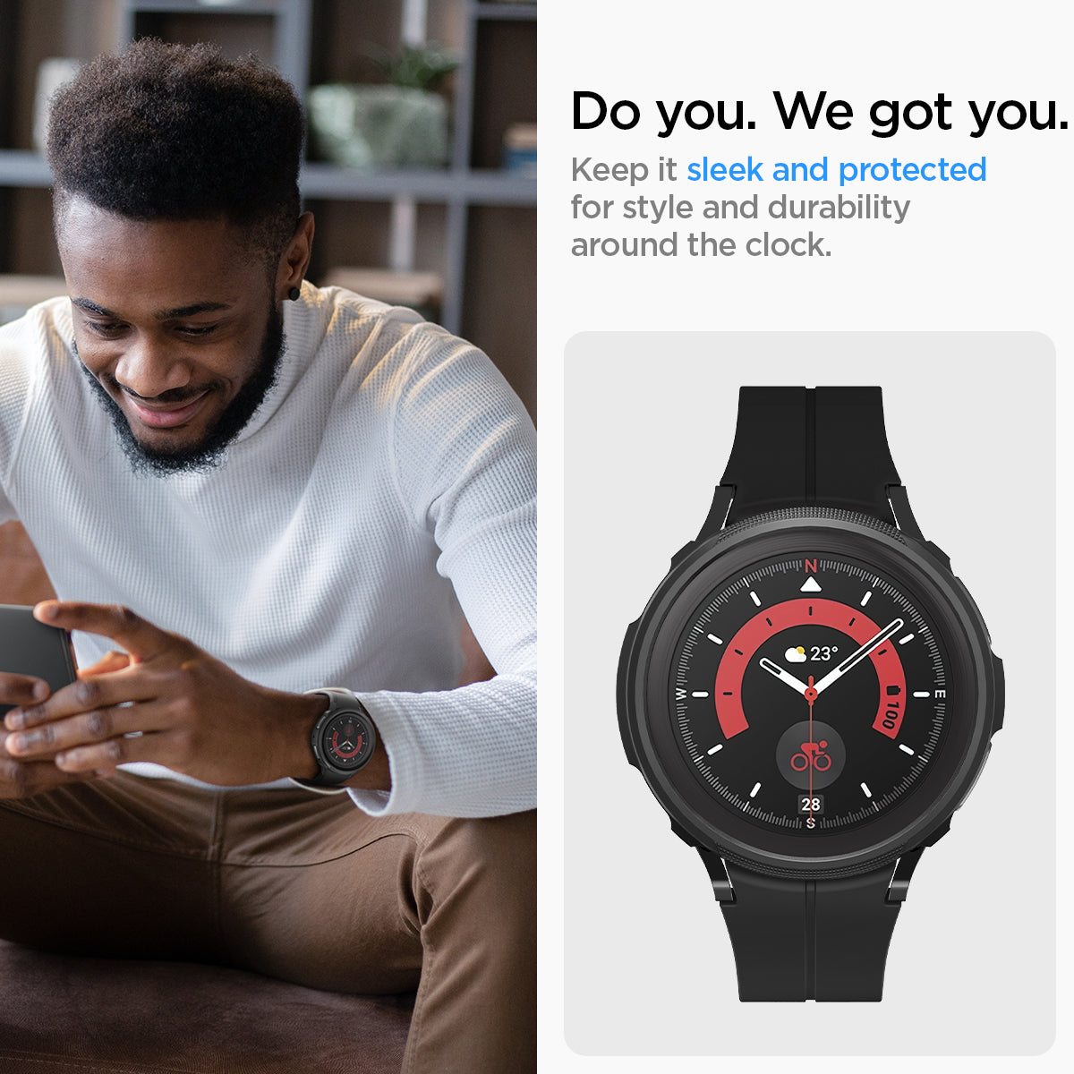 ACS05185 - Galaxy Watch 5 Pro (45mm) Case Liquid Air in matte black do you. we got you. keep it sleek and protected for style and durability around the clock.