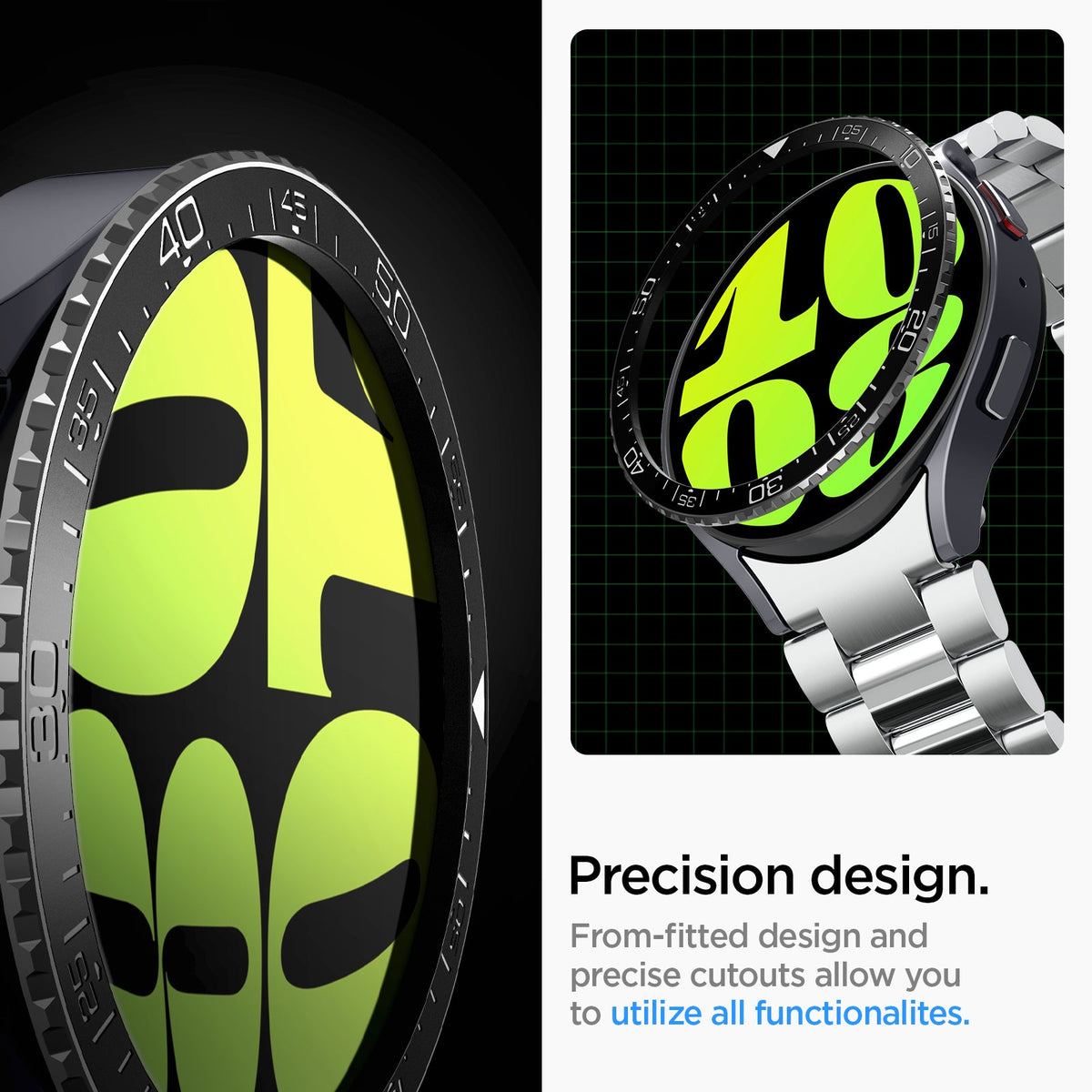 ACS06865 - Galaxy Watch 6 (44mm) Bezel Tune in black precision design. from fitted design and precise cutouts allows you to utilize all functionalites.