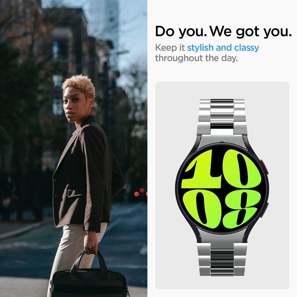 AMP06498 - Watch 6 (44mm) Modern Fit 316L Band in Silver do you. we got you. keep it stylish and classy throughout the day.