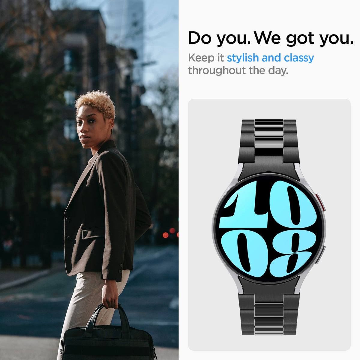 AMP06499 - Watch 6 (44mm) Modern Fit 316L Band in Black do you. we got you. keep it stylish and classy throughout the day.