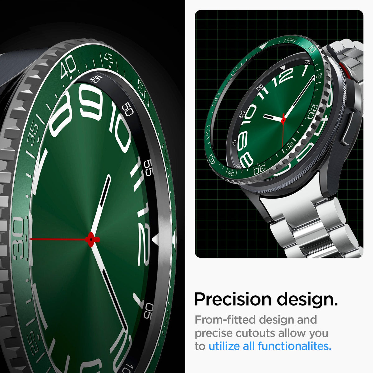 ACS07127 - Watch 6 Classic (47mm) Bezel Tune in Green precision design. from fitted design and precise cutouts allows you to utilize all functionalites.