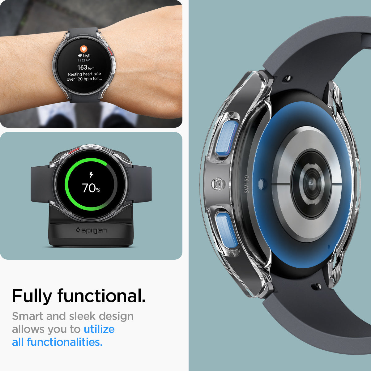 ACS06497 - Galaxy Watch 6 (44mm) Case Ultra Hybrid in crystal clear fully functional. smart and sleek design allows you to utilize all functionalities.