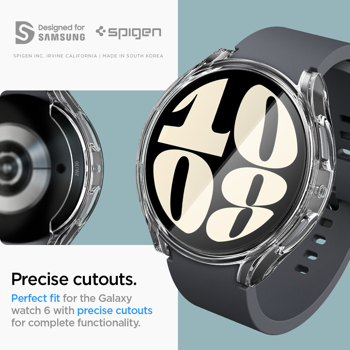 ACS06502 - Galaxy Watch 6 (40mm) Case Ultra Hybrid in crystal clear precise cutouts. perfect fit or the galaxy watch 6 with precise cutouts for complete functionality.