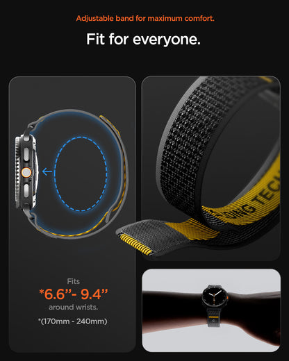 AMP10111 - Galaxy Watch 9 Series - Athlex Air in Active Black showing fit for everyone. adjustable band for maximum comfort.