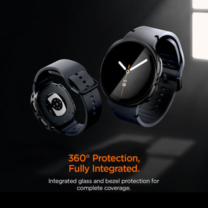 ACS11601 - Galaxy Watch 9 (44mm) Thin Fit 360 showing two Galaxy Watch 9 (44mm) cases floating with 360 degree glass and bezel protection highlighted