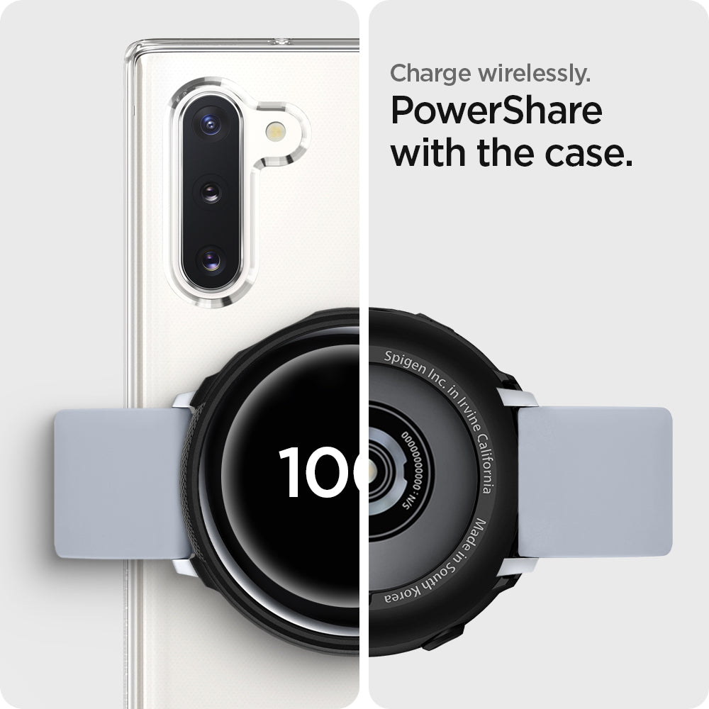 ACS00217 - Galaxy Watch Active 2 (44mm) Case Liquid Air in black charge wirelessly. power share with the case.