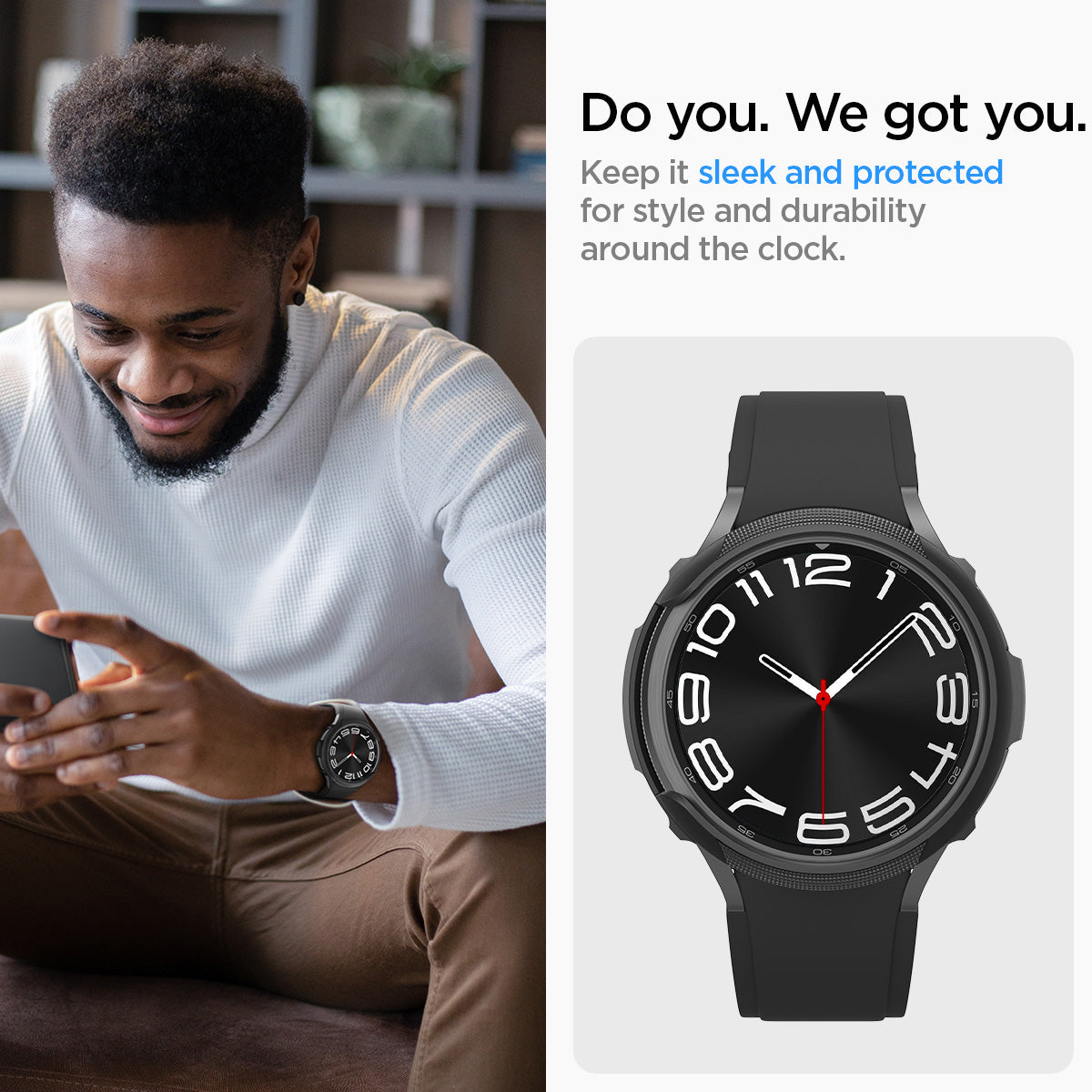 ACS06395 - Galaxy Watch 6 Classic (43mm) Case Liquid Air in matte black do you. we got you. keep it sleek and protected for style and durability around the clock.