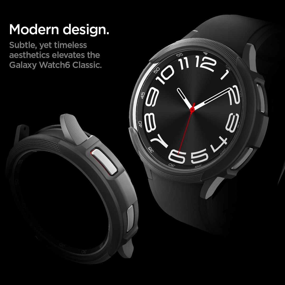 ACS06395 - Galaxy Watch 6 Classic (43mm) Case Liquid Air in matte black modern design. subtle, yet timeless aesthetics elevates the galaxy watch 6 classic.