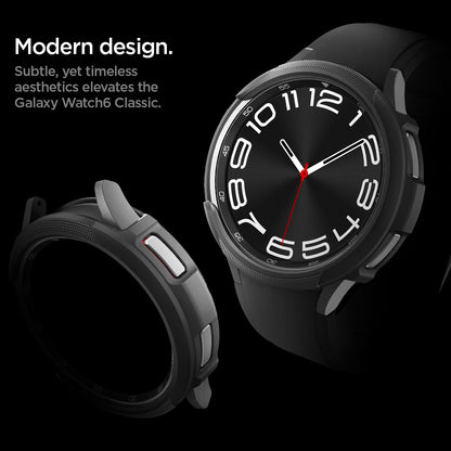 ACS06395 - Galaxy Watch 6 Classic (43mm) Case Liquid Air in matte black modern design. subtle, yet timeless aesthetics elevates the galaxy watch 6 classic.