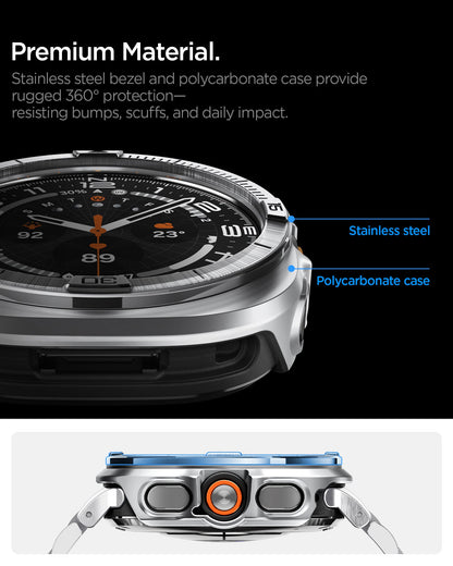 ACS11618 - SWUb Bezel Tune Pro Silver showing close-up of SWUb bezel ring side profile labeled stainless steel and polycarbonate case