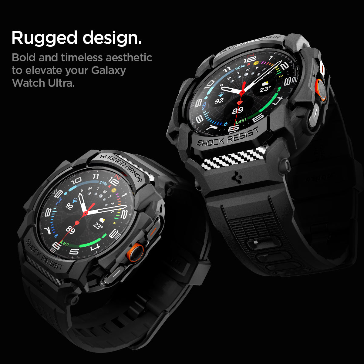 ACS08427 - Galaxy Watch Ultra (47mm) Rugged Armor Pro in Matte Black rugged design. bold and timeless aesthetic to elevate your galaxy watch ultra