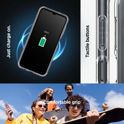 ACS05846 - Galaxy A14 5G (NA) Case Ultra Hybrid in Crystal Clear just charge on. Tactile buttons. Comfortable grip.