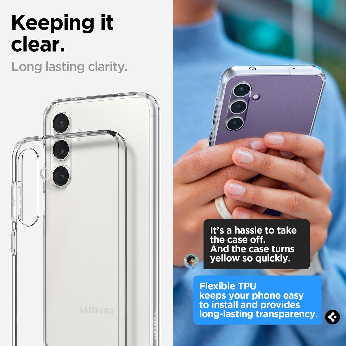 ACS06369 - Galaxy S23 FE Case Liquid Crystal in crystal clear keeping it clear. long lasting clarity.