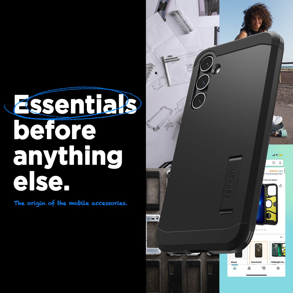 ACS06364 - Galaxy S23 FE Case Tough Armor in black essentials before anything else. The origin f the mobile accessories.