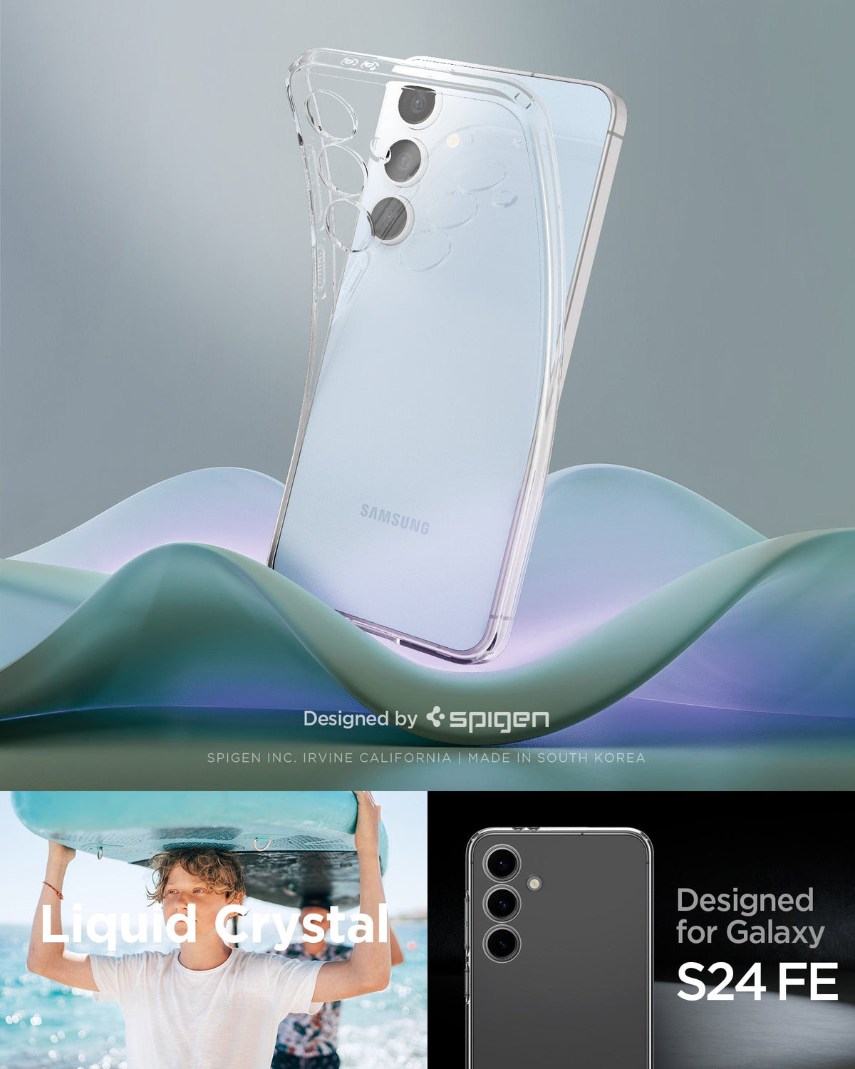 ACS08616 - Galaxy S24 FE Case Liquid Crystal in Crystal Clear designed by spigen. designed for galaxy s24fe.